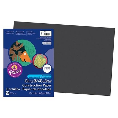 PACON CORPORATION Pacon PAC6307BN 12 x 18 in. Construction Paper; Black - Pack of 8 PAC6307BN